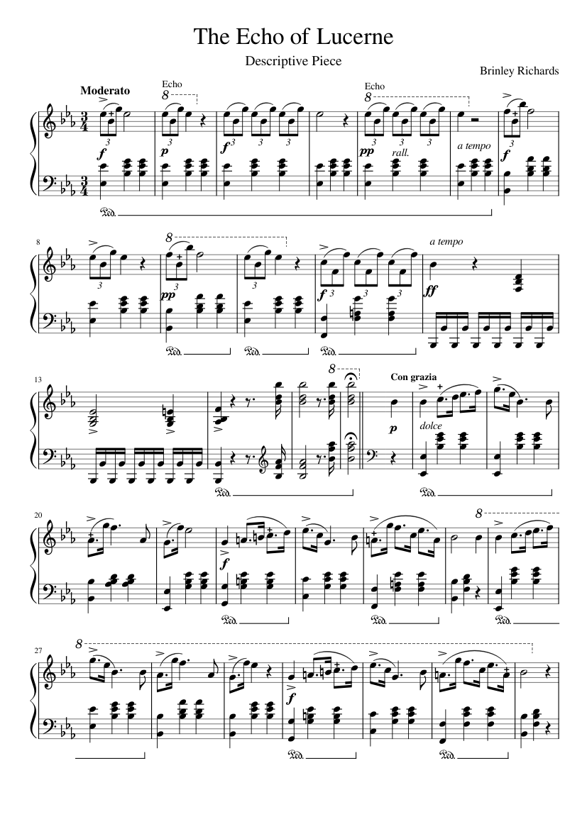 Henry Brinley Richards - The Echo of Lucerne (Das Echo von Luzern) - piano  tutorial
