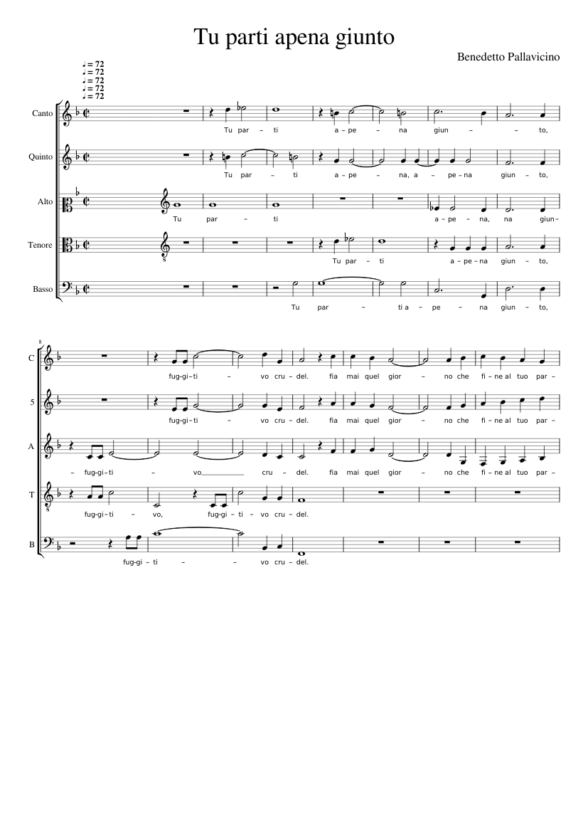 Tu parti apena giunto