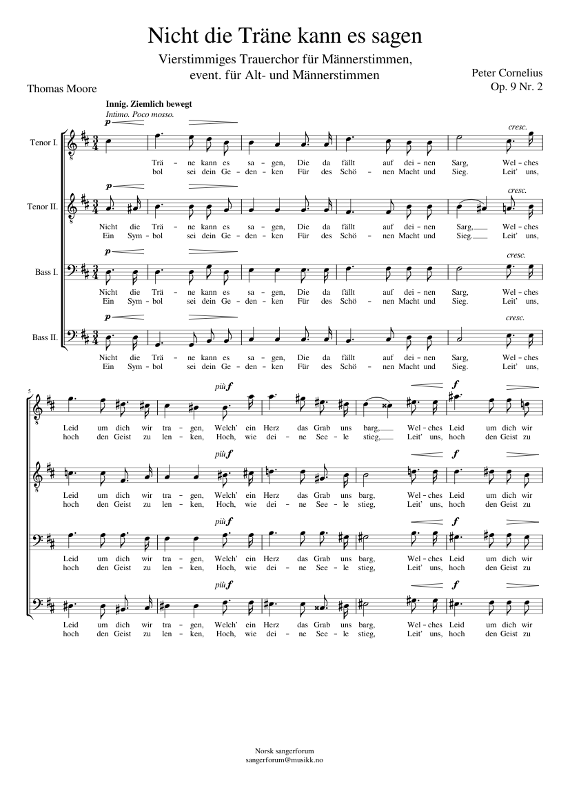 Nicht die Träne kann es sagen (Op. 9 Nr. 2)