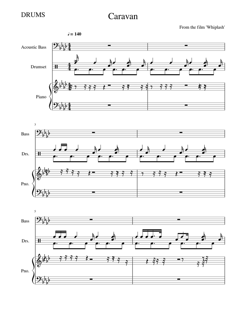 Caravan Sheet music for Piano, Bass guitar, Drum group (Mixed Trio ...