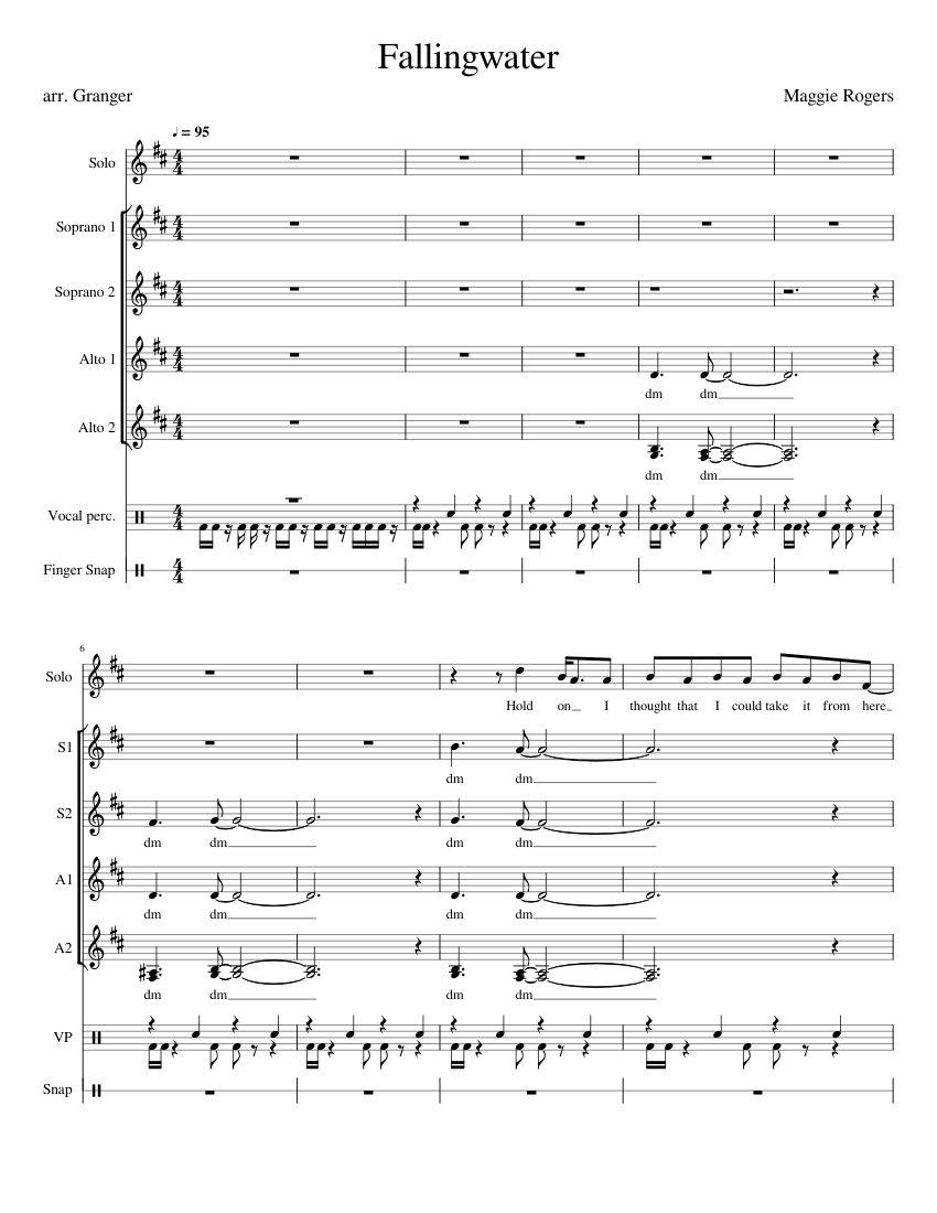Fallingwater - Maggie Rogers (SSAA A Cappella) Sheet Music for Soprano, Alto, Vocals, Mezzo ...