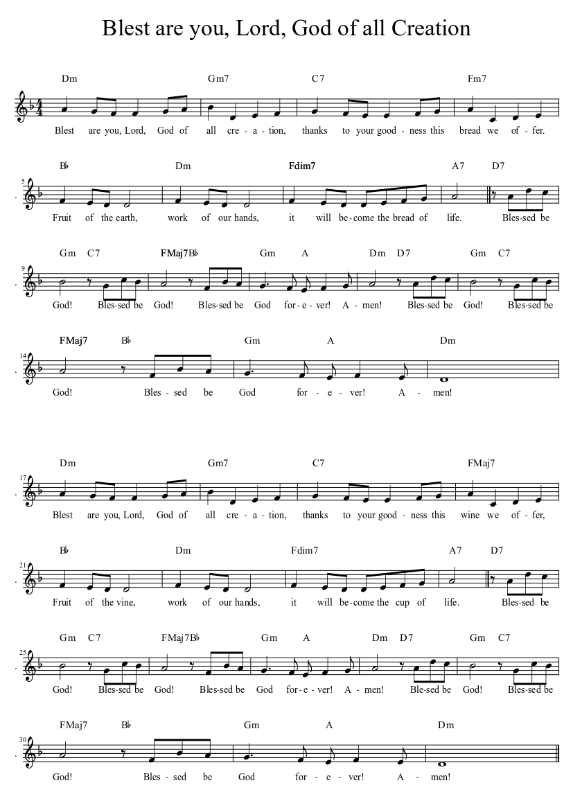 Blest Are You Lord God Of All Creation Sheet Music Musescore Com It's the way you lead me the way we walk by your water's still it's the way you hold me the. blest are you lord god of all
