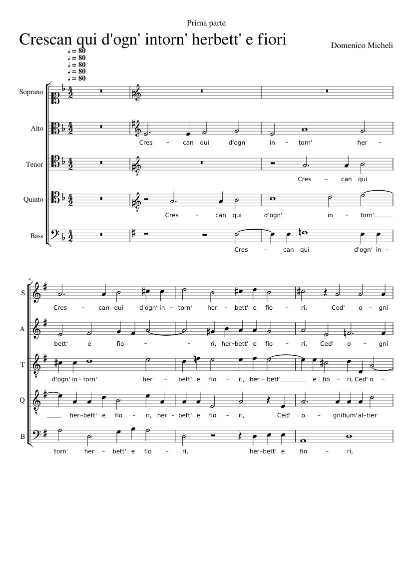 Crescan qui d'ogn' intorn' herbett' e fiori
