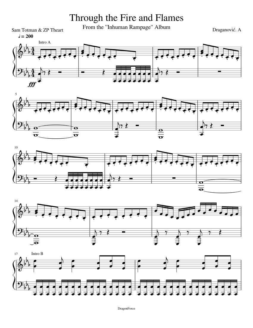 Through the Fire and Flames Sheet music for Piano (Solo) | Musescore.com
