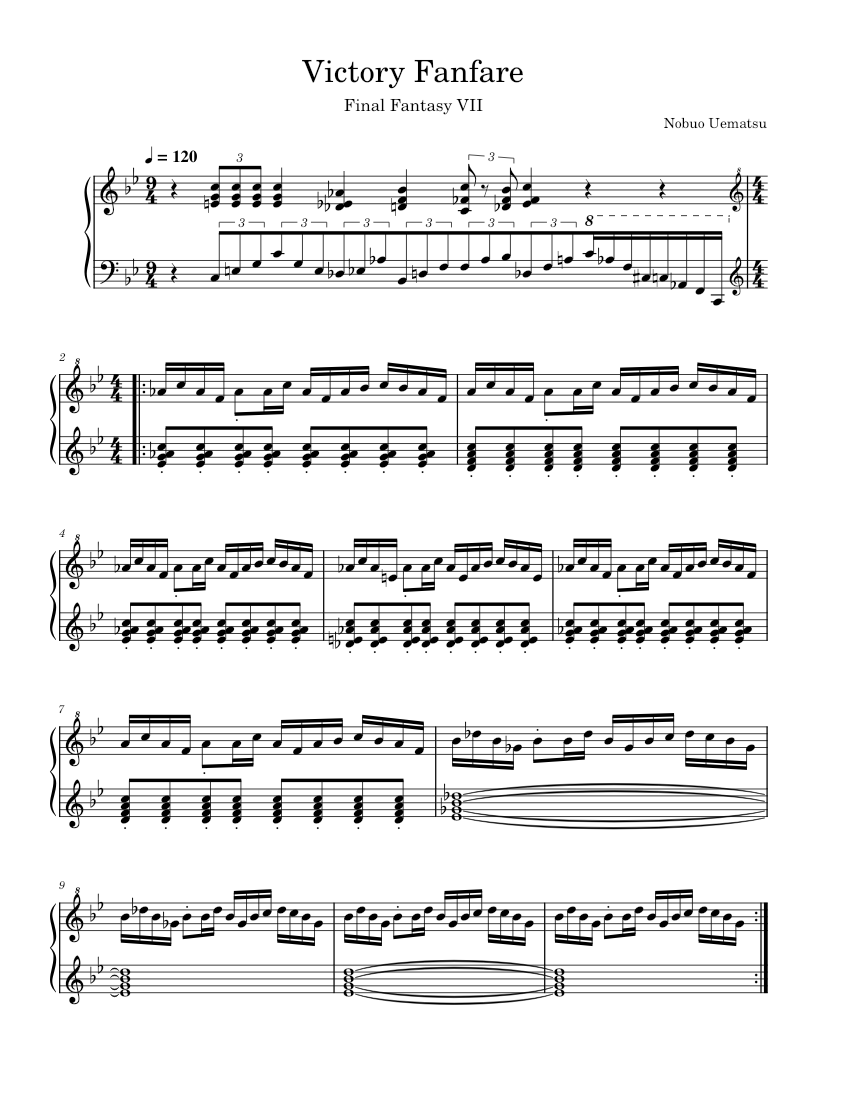 Final Fantasy VII - Victory Fanfare Sheet music for Piano (Solo) |  Musescore.com