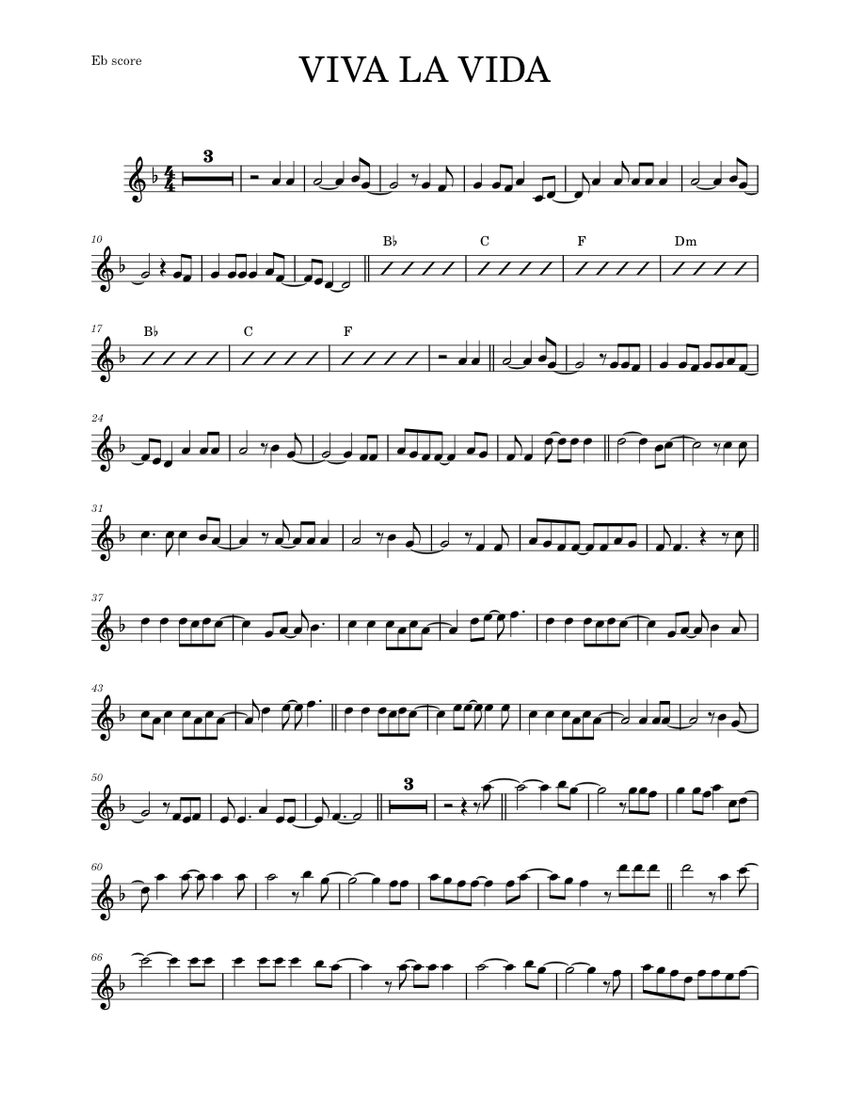 Viva la vida (RMX) Alto Sax Sheet music for Saxophone alto (Solo