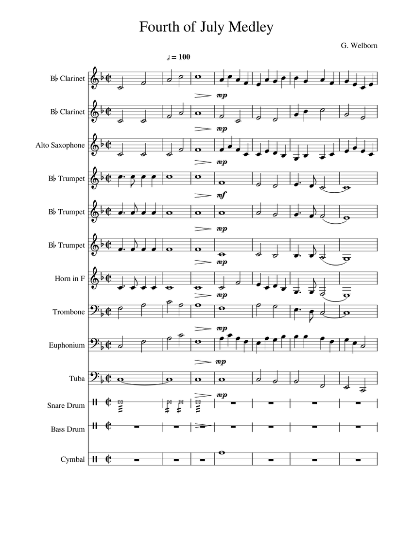 Fourth of July Medley Sheet music for Trombone, Tuba, Clarinet other