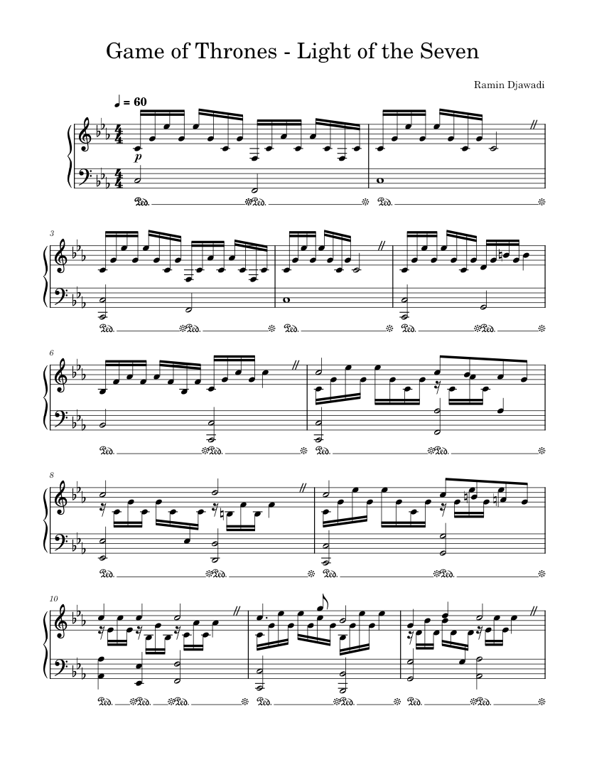 Game of Thrones - Light of the Seven Sheet music for Piano (Solo) |  Musescore.com