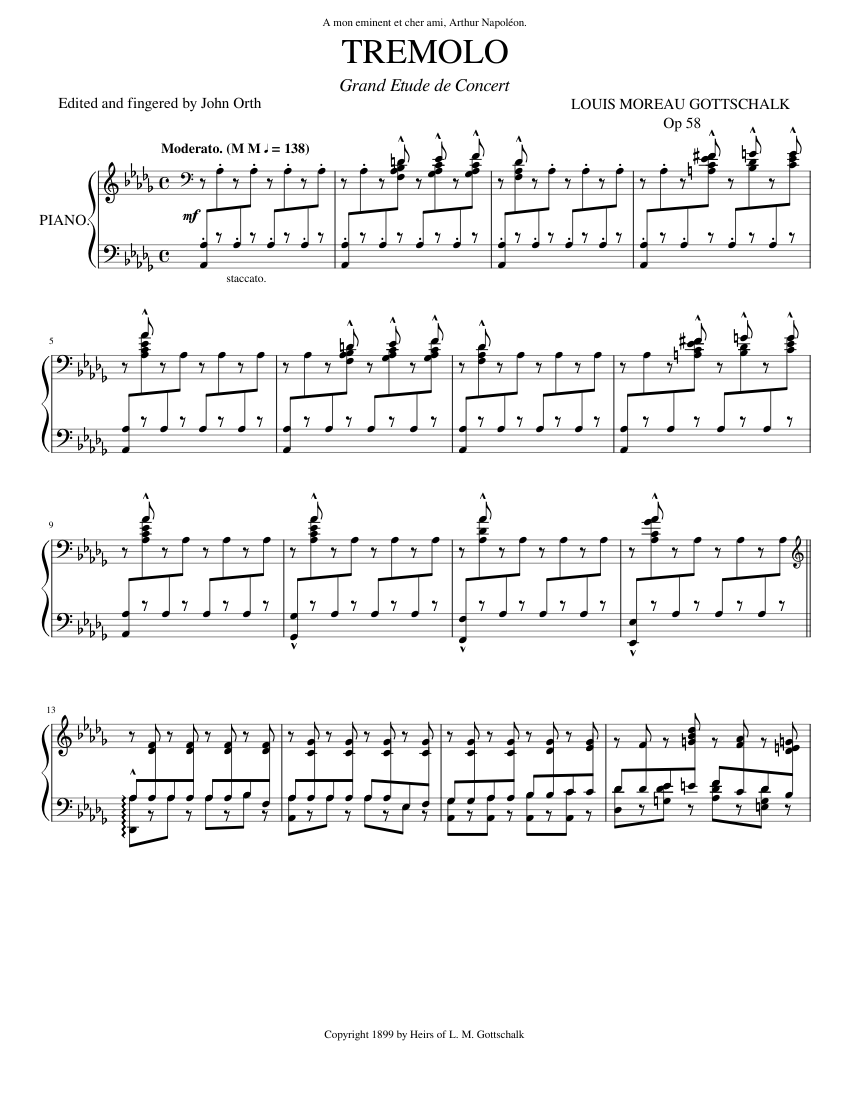 Tremolo - Gottschalk (1868) Sheet music for Piano (Solo) | Musescore.com