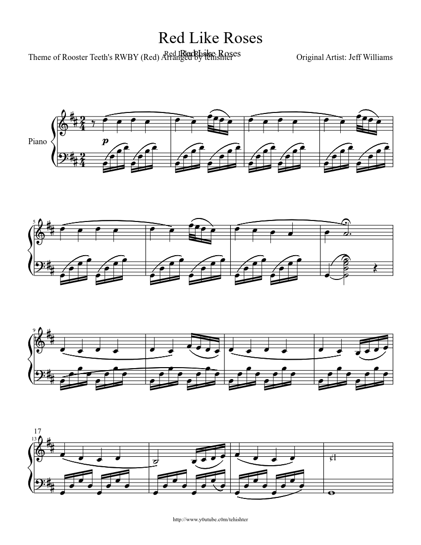 Red Like Roses Part 1 Sheet music for Piano (Solo) | Musescore.com