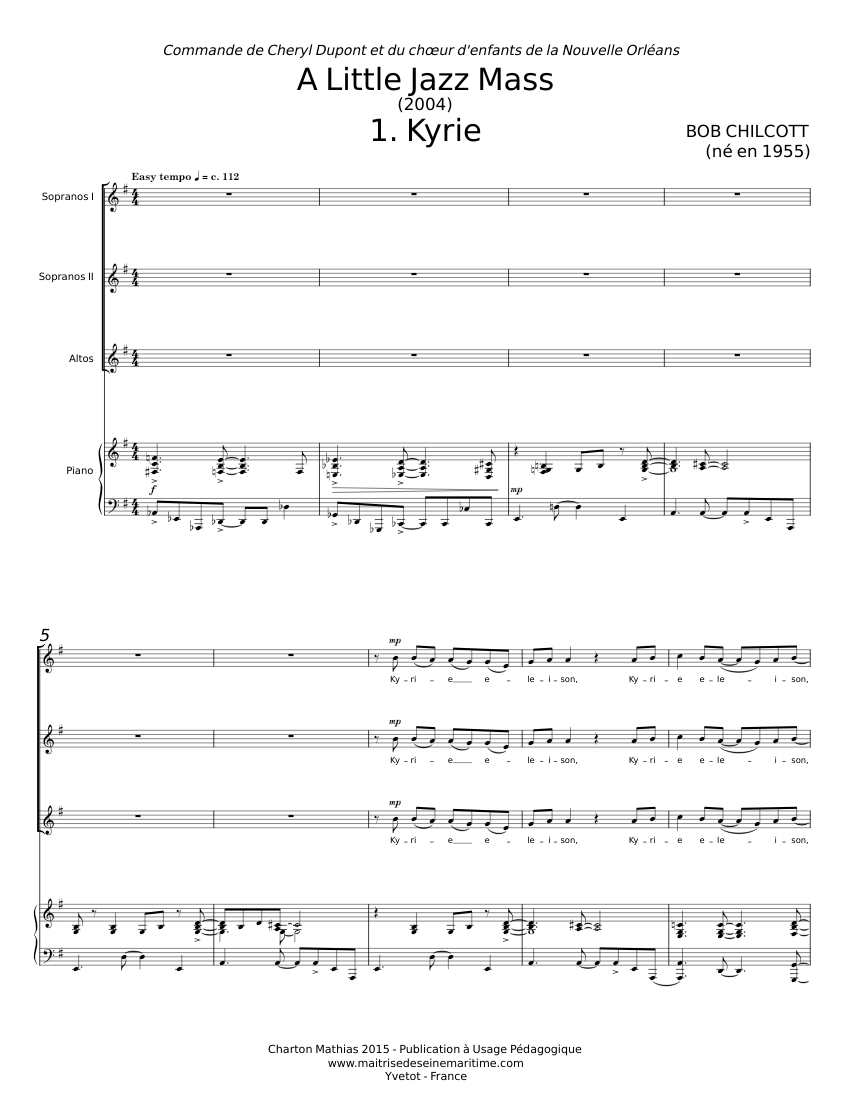 A Little Jazz Mass - Gloria - Bob Chilcott Sheet Music for Piano ...