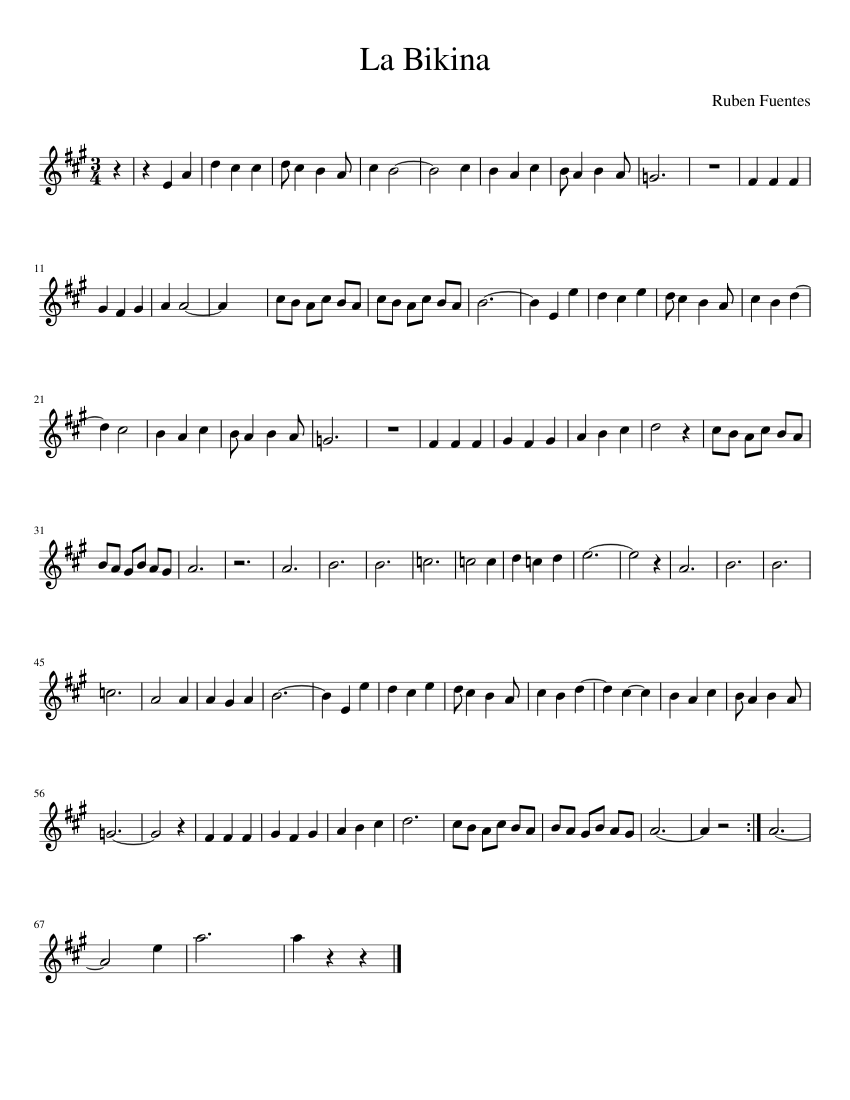 La Bikina Sheet music for Violin (Solo) | Musescore.com