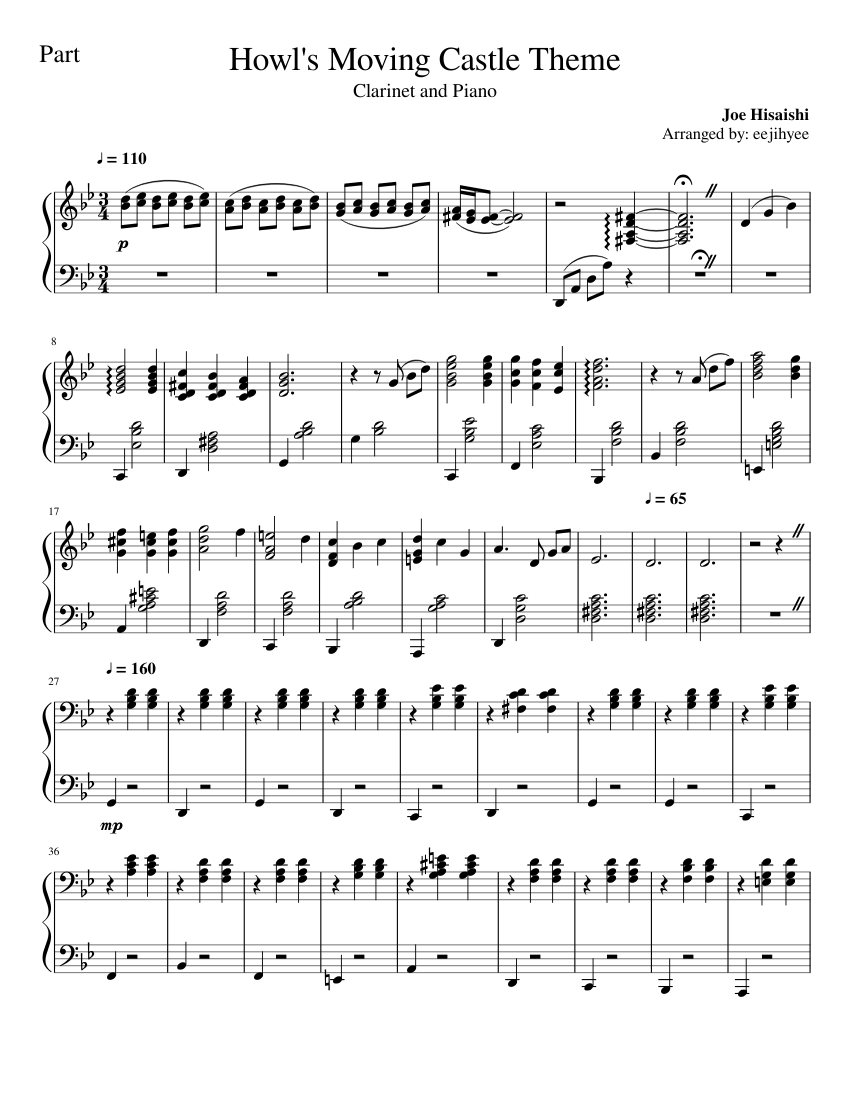Howl's Moving Castle Acompaniament Sheet music for Piano (Solo