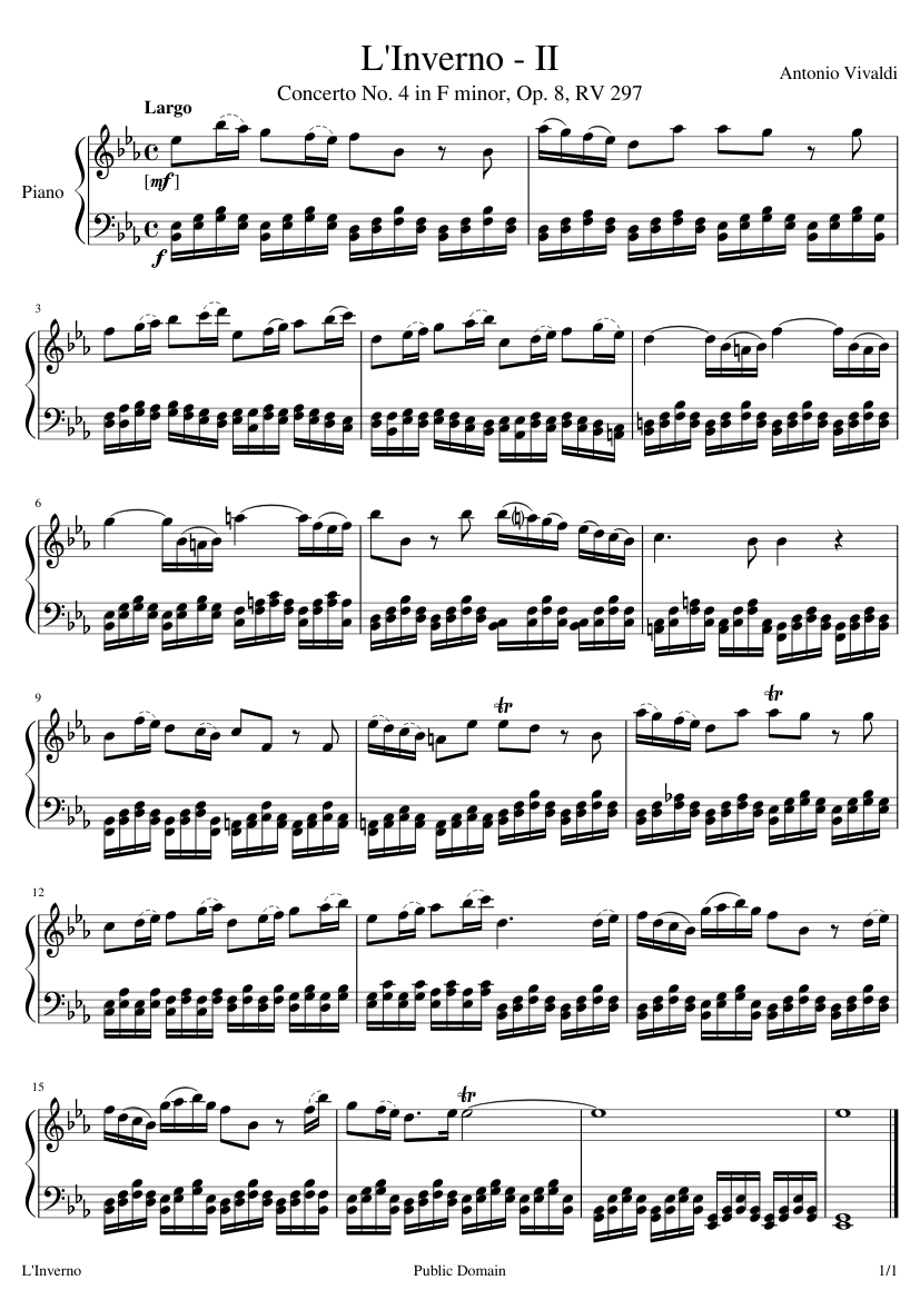 L'Inverno - Largo - For Piano solo Sheet music for Piano (Solo) |  Musescore.com
