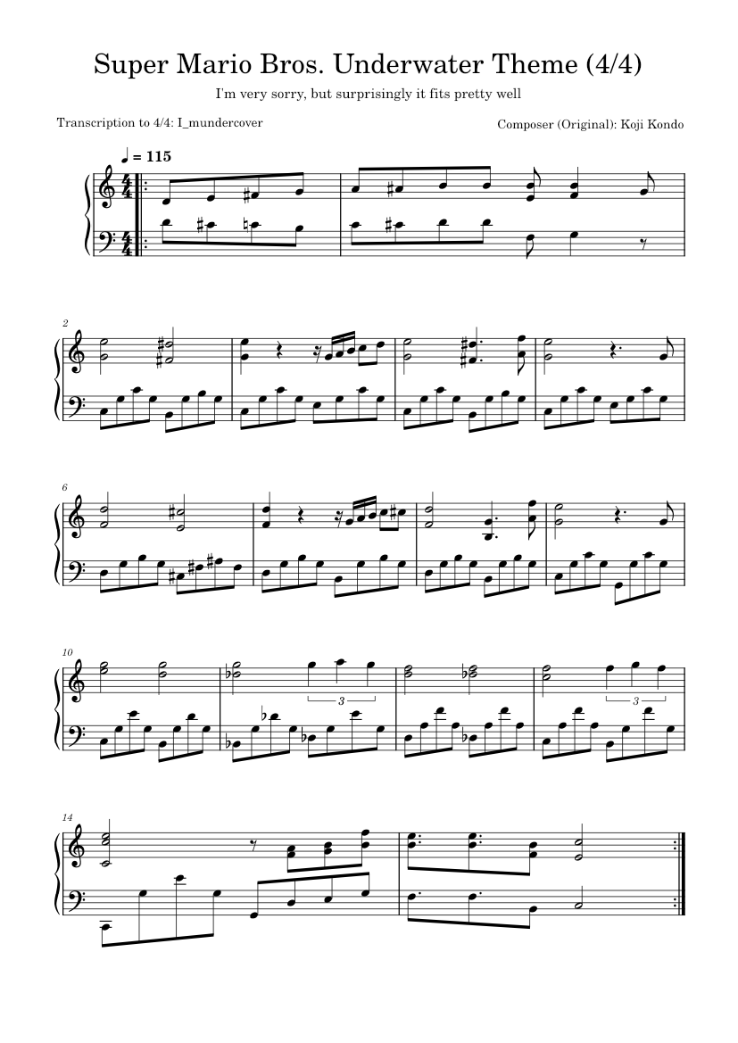 Super Mario Bros. - Underwater Theme – Koji Kondo -->SMB Underwater ...