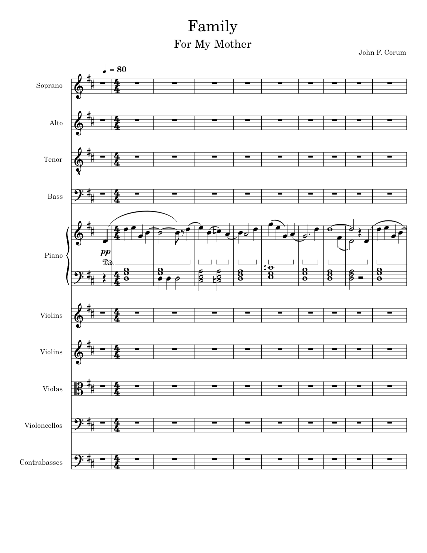 Family B Major Sheet Music For Piano, Soprano, Alto, Tenor & More ...