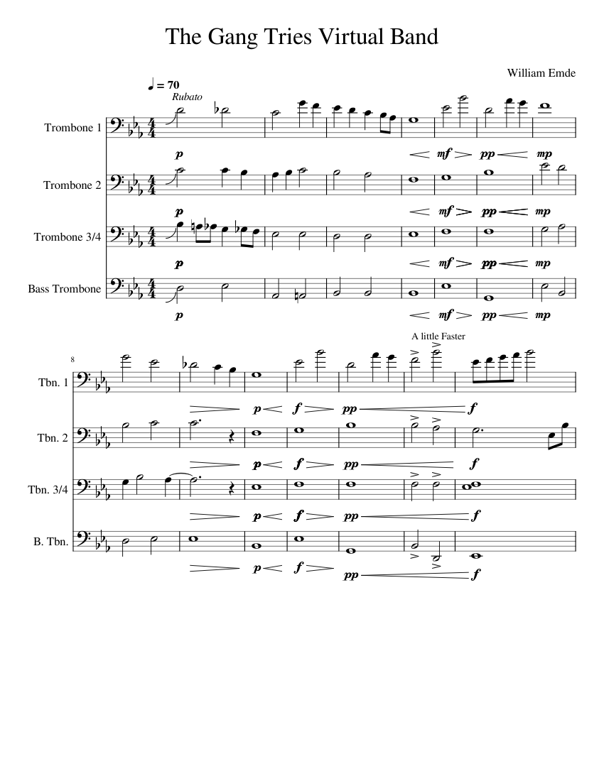 For 4 Trombones Sheet music for Trombone, Trombone bass (Mixed Quartet ...