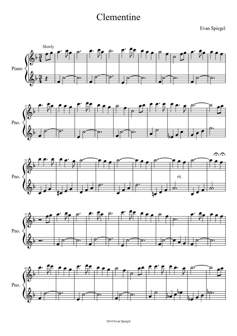 CLEMENTINE Easy Sheet music