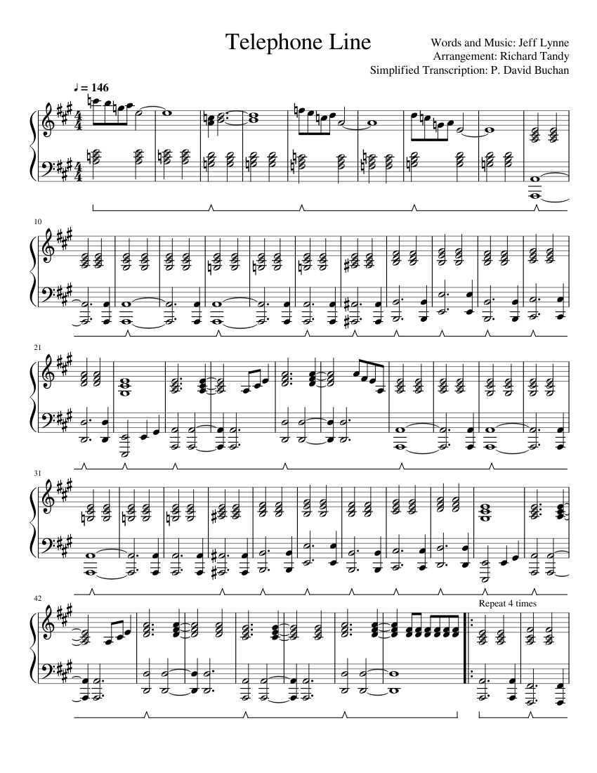 Jeff Lynne - Telephone Line Sheet music for Piano (Solo) Easy |  Musescore.com