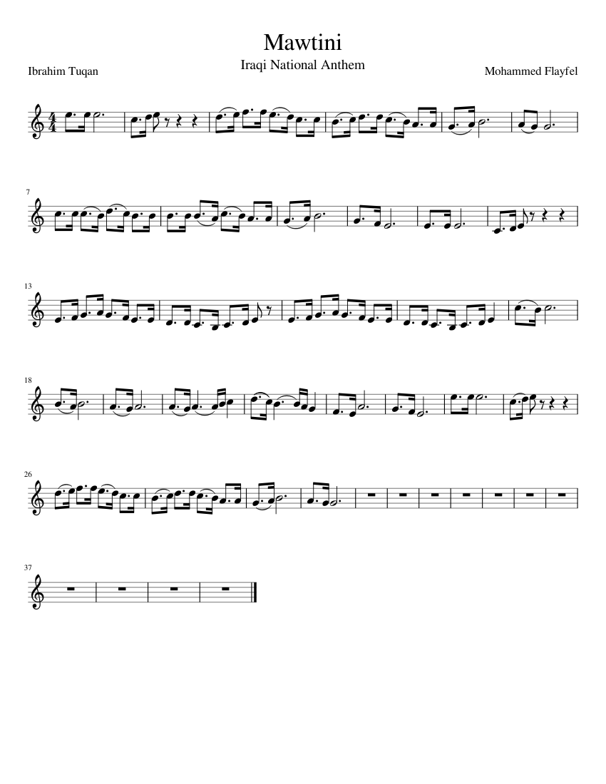 Mawtini Sheet Music For Clarinet In B Flat Solo Musescore Com موطني‎ my homeland) is a popular poem written by famous palestinian poet ibrahim touqan (arabic: mawtini sheet music for clarinet in b