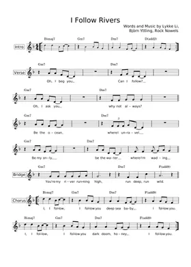 Free I Follow Rivers by Lykke Li sheet music | Download PDF or print on  Musescore.com