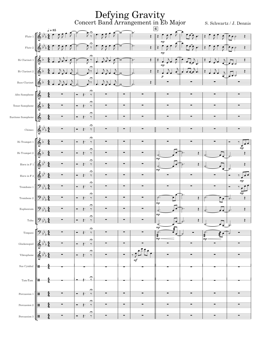 Defying Gravity – Stephen Schwartz | Concert Band Arrangement in Eb ...