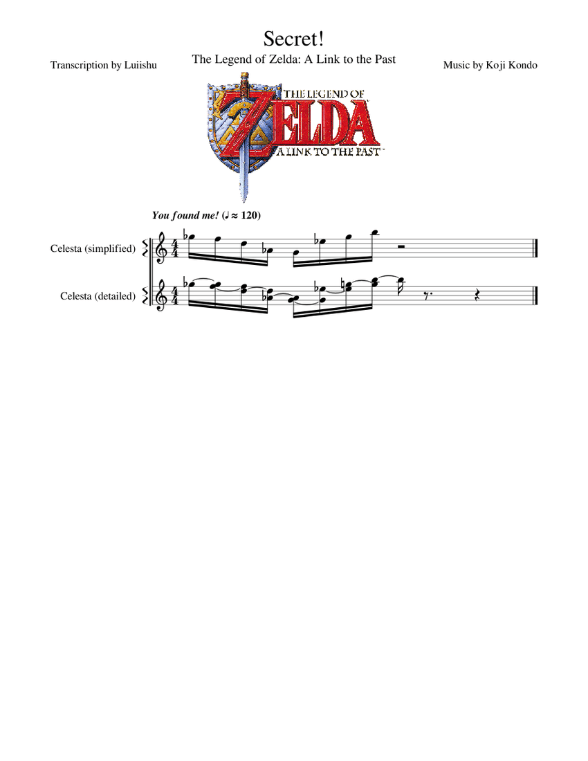 Secret! - The Legend of Zelda: A Link to the Past (Transcription) Sheet  music for Celesta (Solo) | Musescore.com