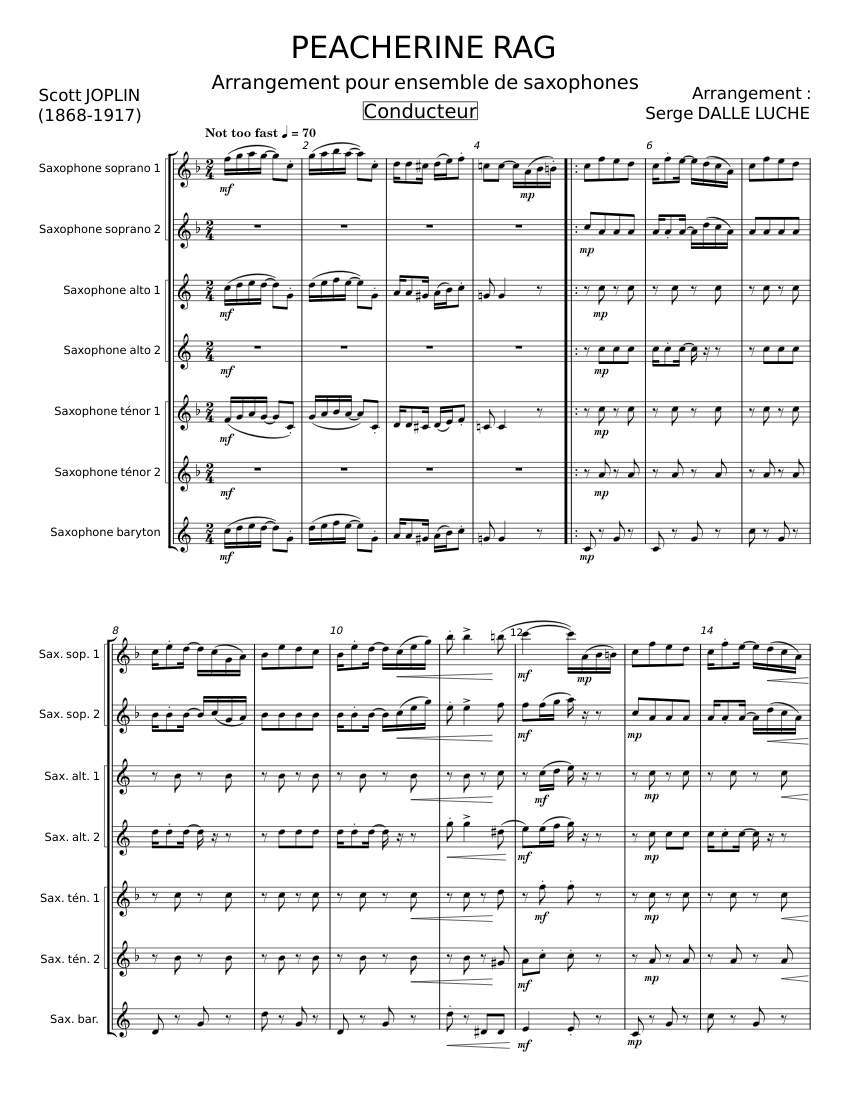 Peacherine rag - Scott Joplin Sheet music for Saxophone alto, Saxophone ...