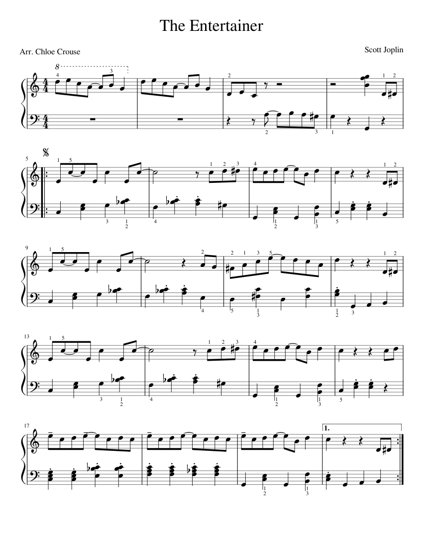 The Entertainer – Scott Joplin Sheet music for Piano (Solo) Easy ...