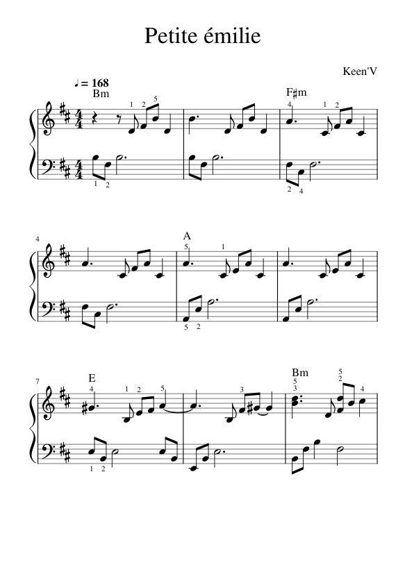 KEEN'V - Petite Emilie Sheet music for Piano (Solo) | Musescore.com