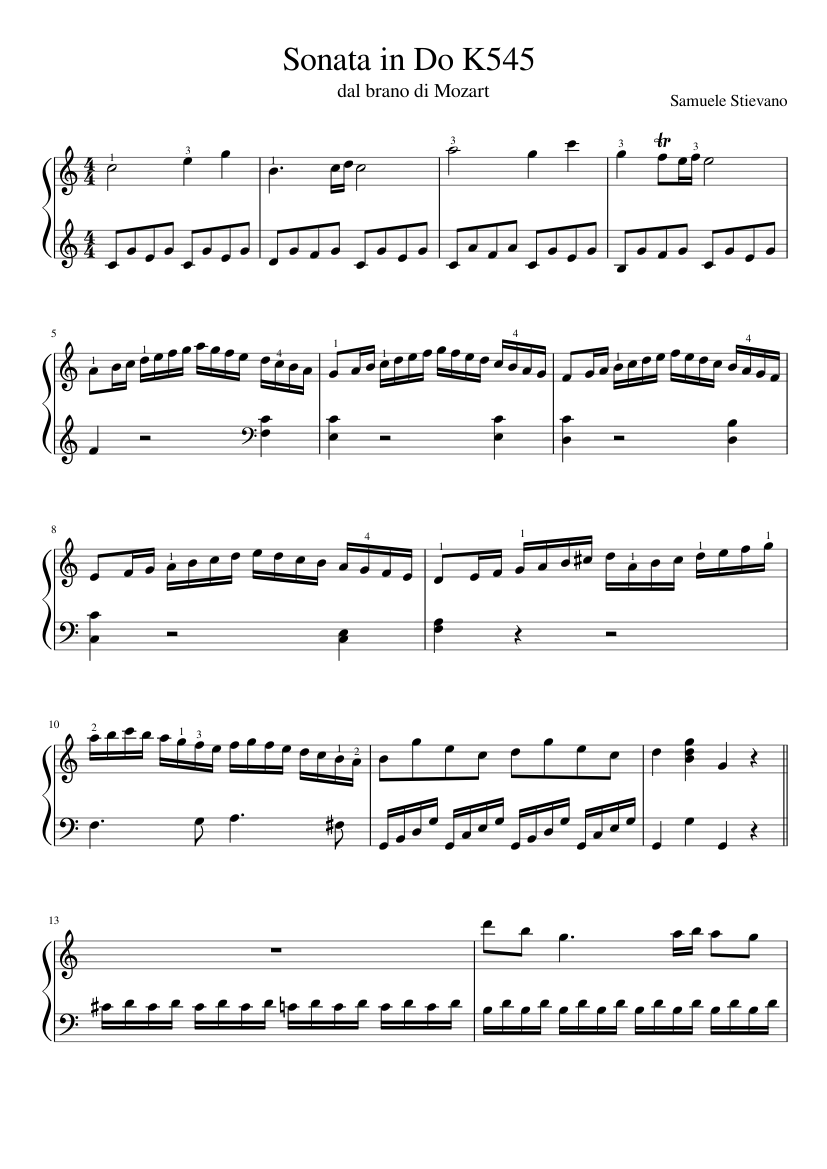 Sonata in C K545 Sheet for Piano (Solo)