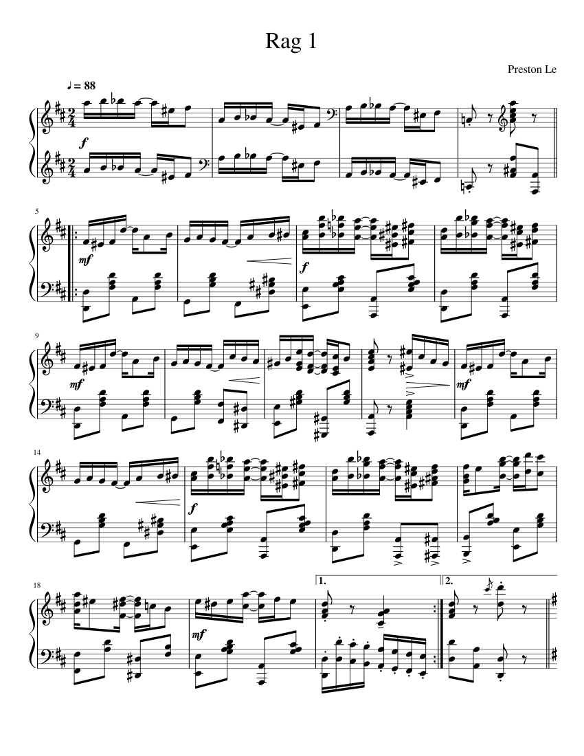 Rag 1 - piano tutorial
