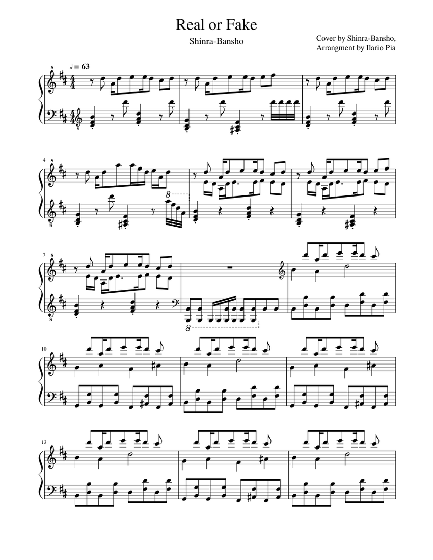 Real or Fake piano version Sheet music for Piano (Solo) | Musescore.com