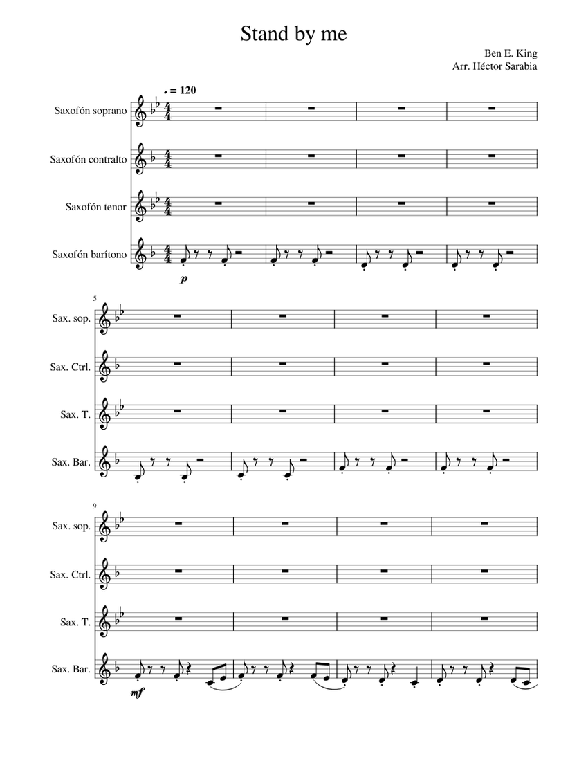 Stand by me/Sax quartet Sheet music for Saxophone (Alto), Saxophone