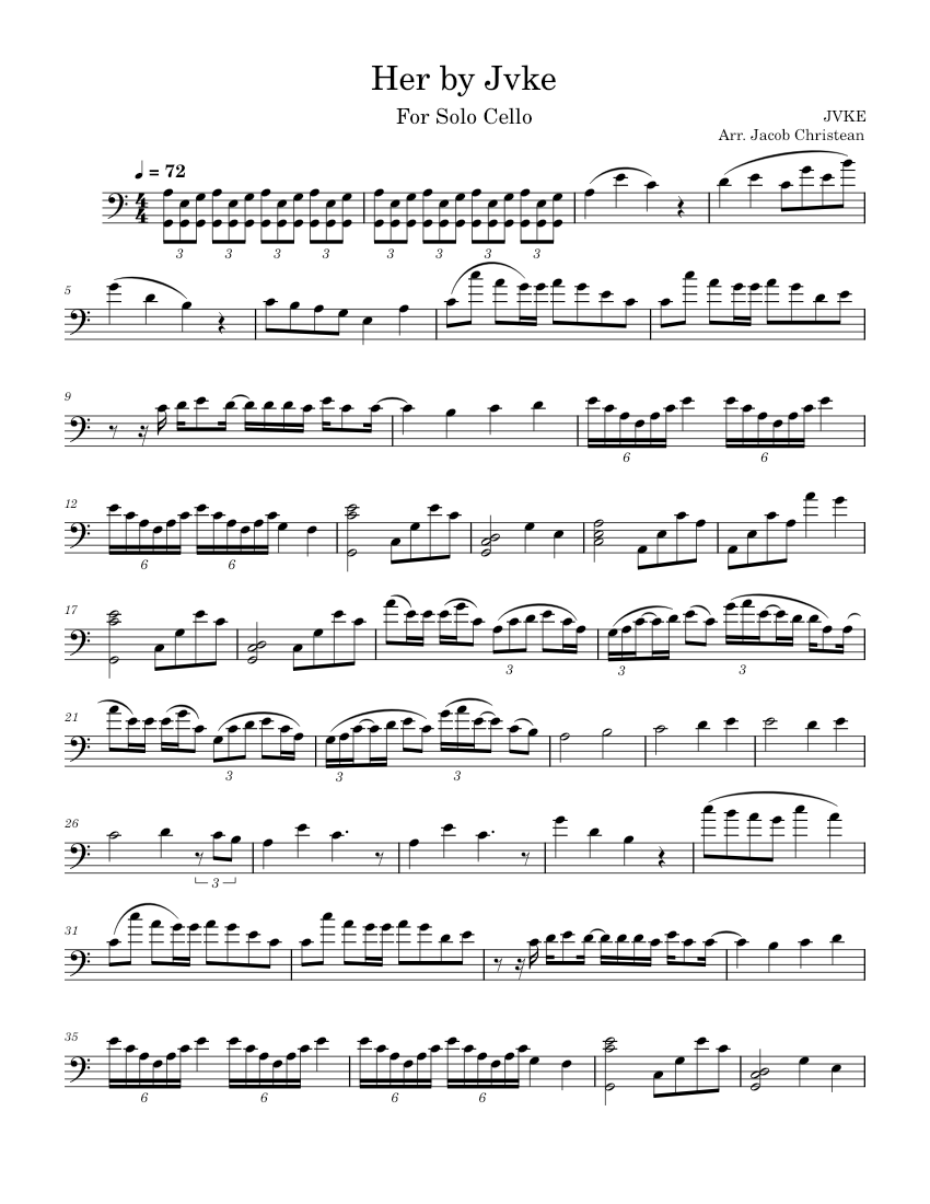 Her – JVKE Sheet Music for Cello (Solo) | MuseScore.com