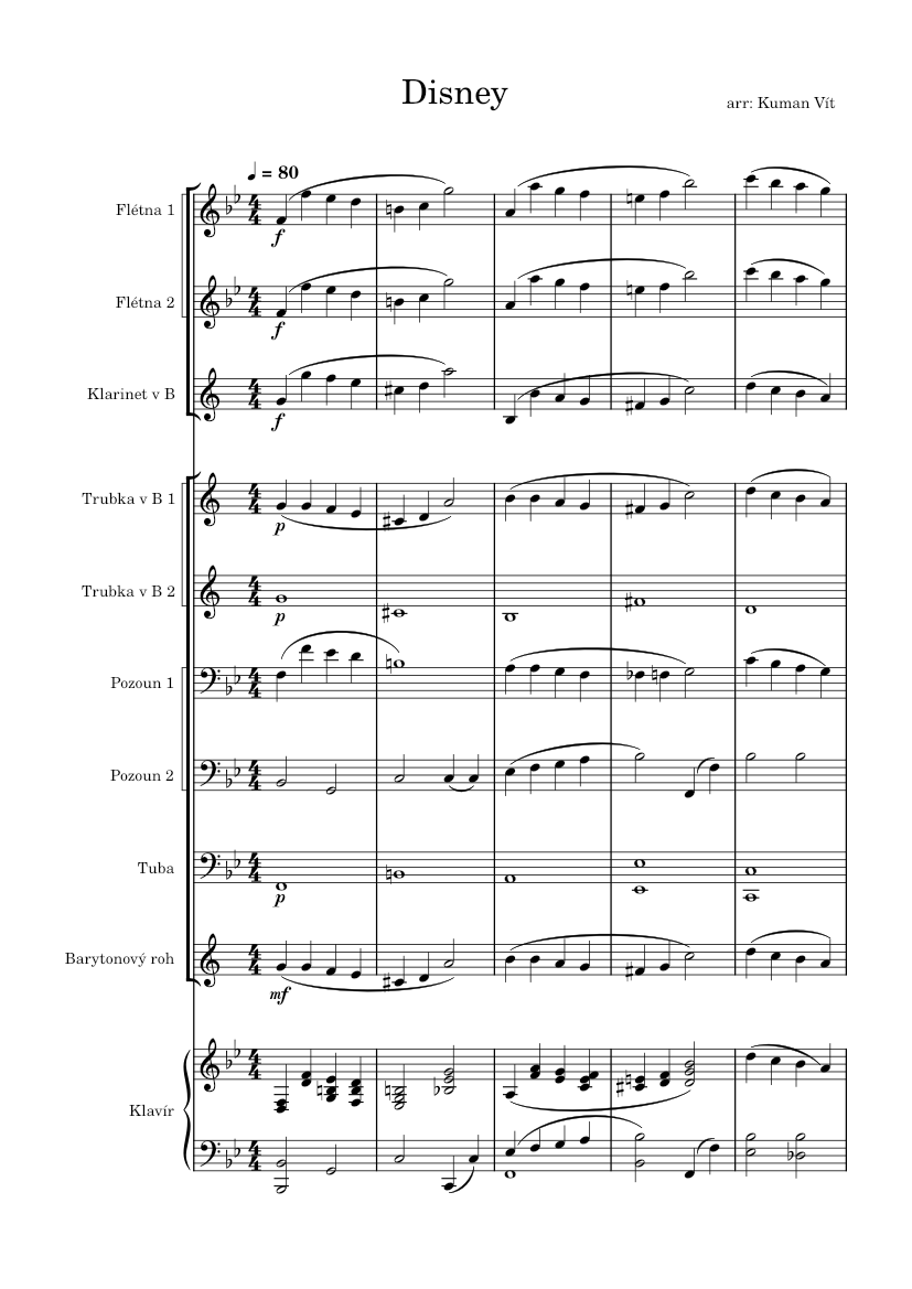 Disney Sheet Music for Piano, Trombone, Tuba, Flute & more instruments ...
