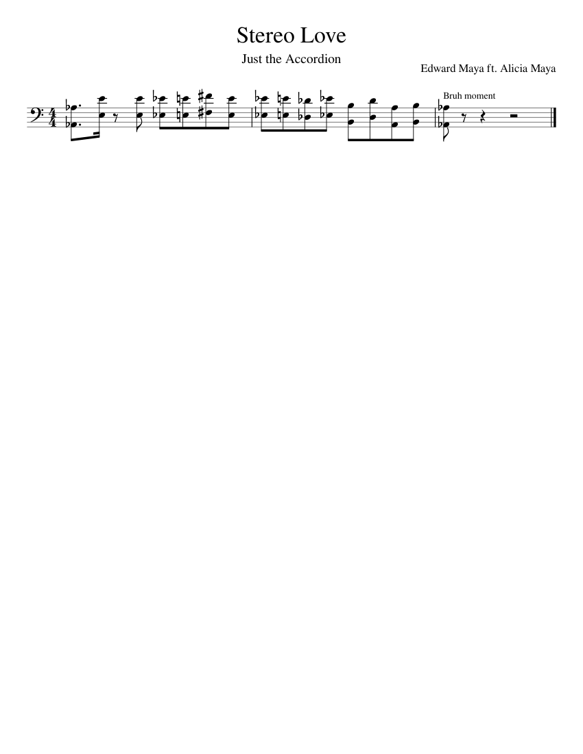 Stereo Love Accordion Thing Trombone Sheet Music For Trombone Solo Musescore Com My own edit taking out the verses and leaving just the accordion sections. stereo love accordion thing trombone