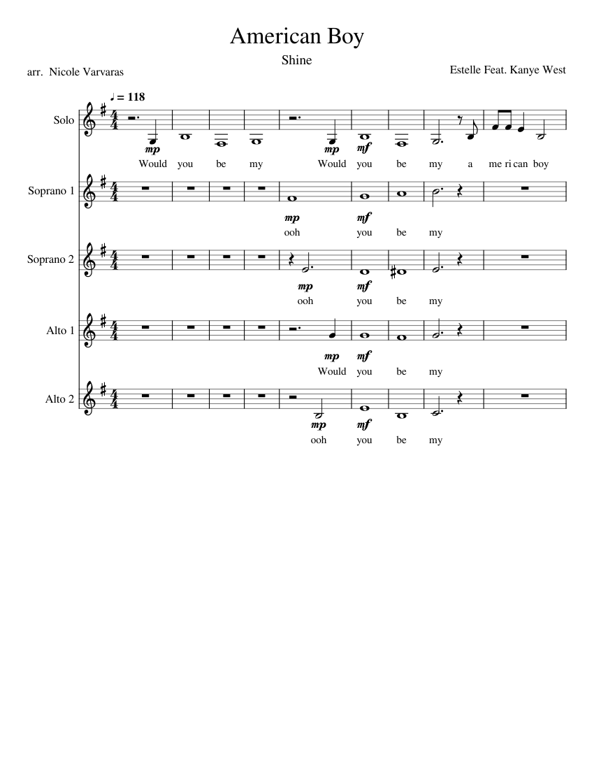 American Boy Sheet music for Piano (Mixed Quintet) | Musescore.com