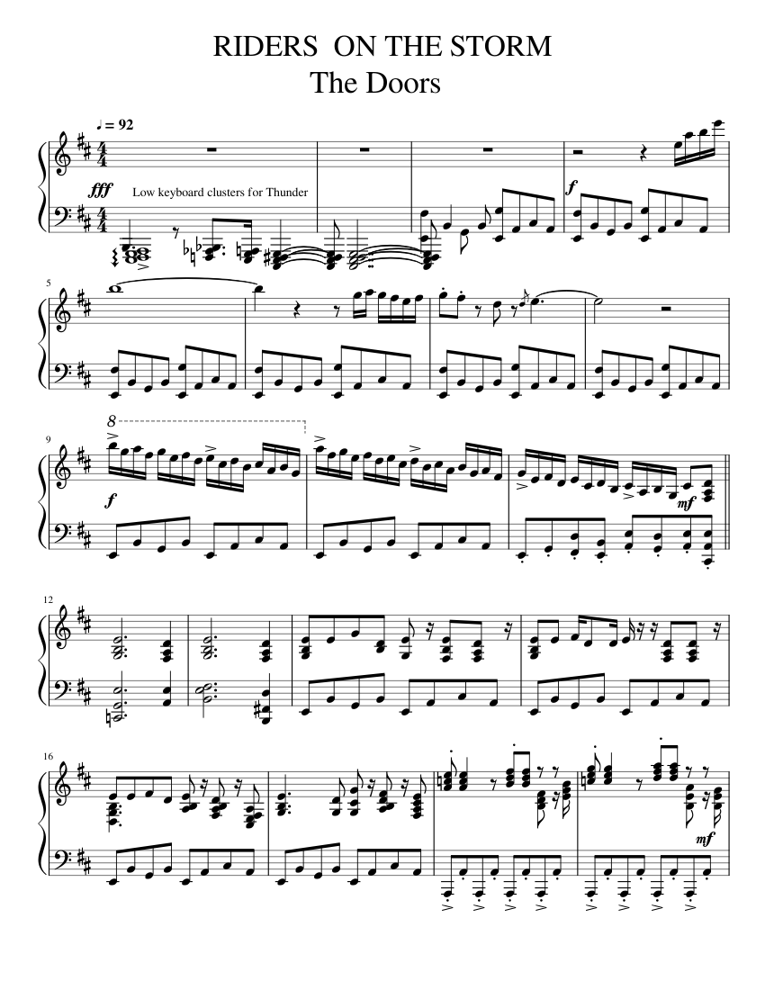 Riders On The Storm Sheet music for Piano (Solo) | Musescore.com