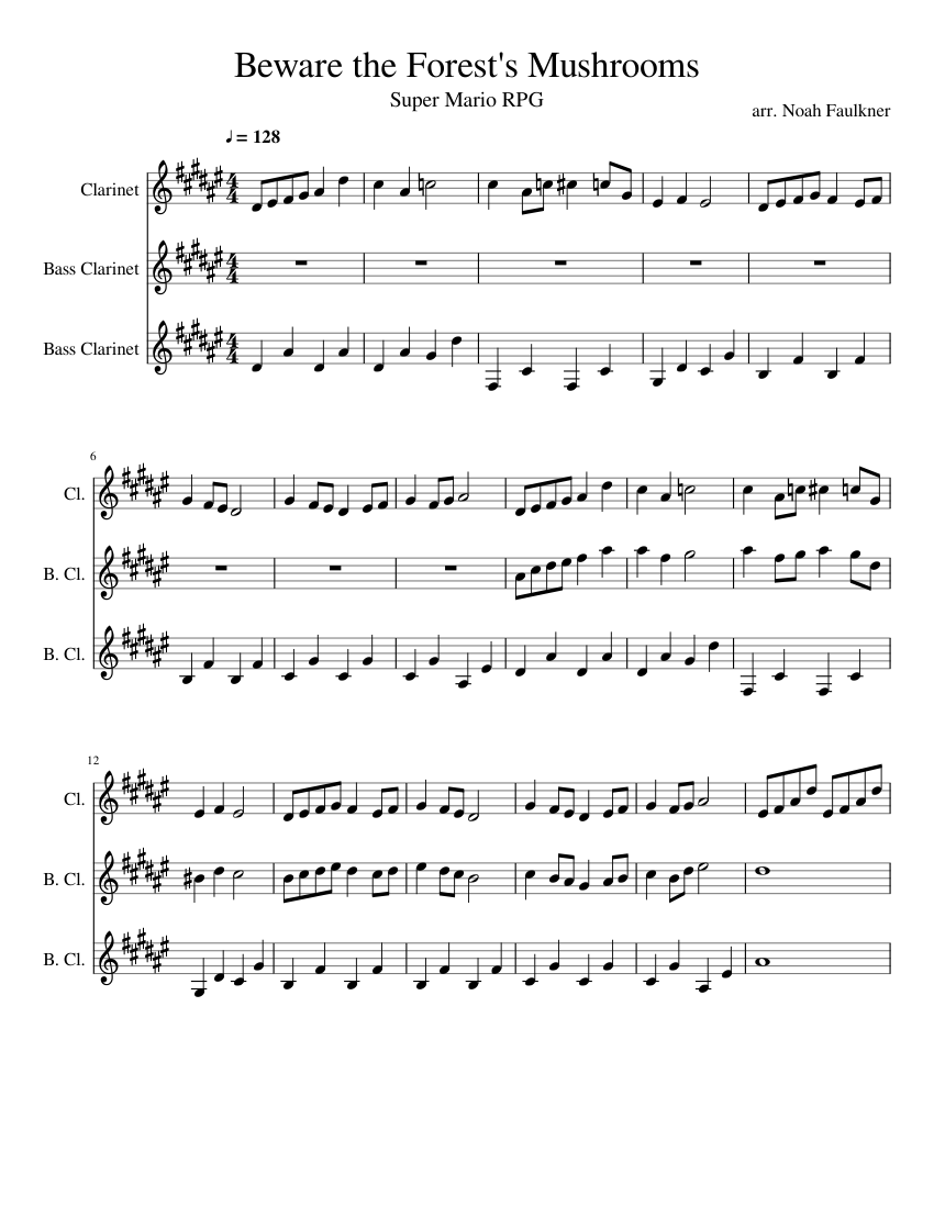 Beware The Forest S Mushrooms Clarinet Arrangement Sheet Music For Clarinet Bass Clarinet Mixed Trio Musescore Com