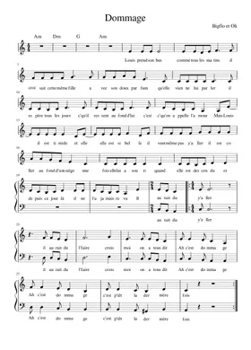 Free Dommage by Bigflo & Oli sheet music | Download PDF or print on  Musescore.com