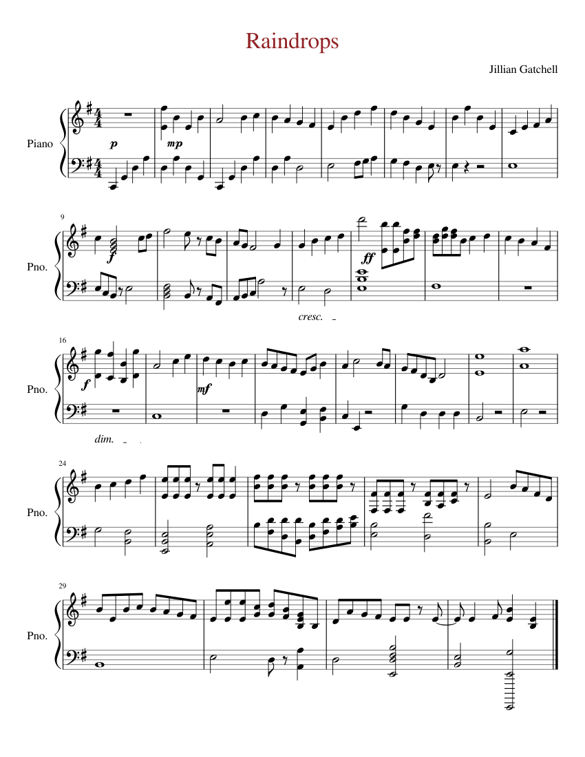 Raindrops Sheet music for Piano (Piano Duo) | Musescore.com