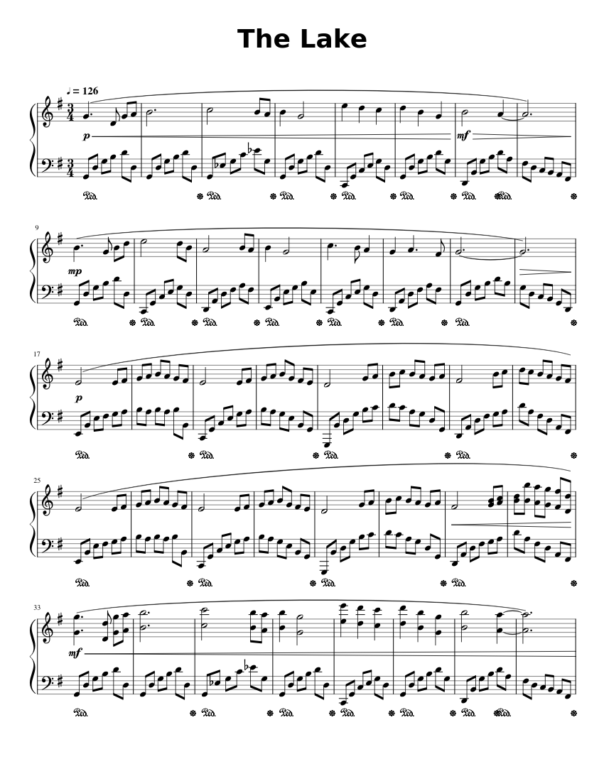 The Lake Sheet music for Piano (Solo) | Musescore.com