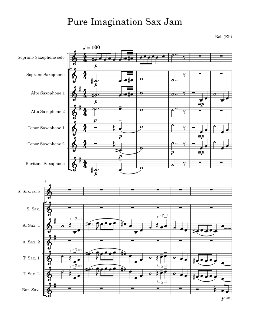 Pure Imagination DCI Pure Imagination Sax Jam Sheet music for Saxophone alto, Saxophone tenor