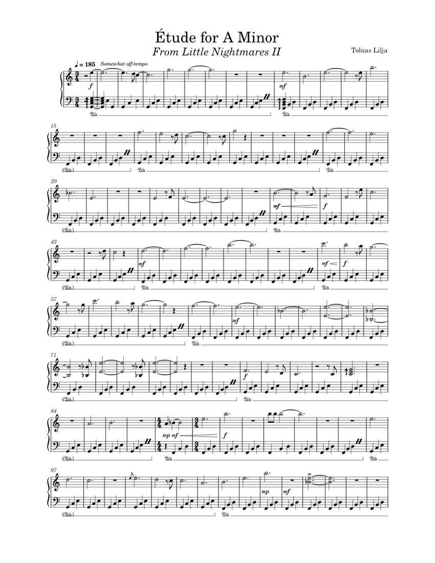 Étude for A Minor (a.k.a. the Teacher's Piano) - Tobias Lilja Sheet music  for Piano (Solo) | Musescore.com