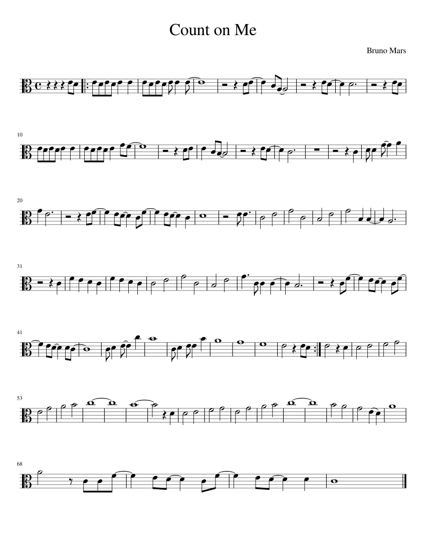 Count On Me Bruno Mars Sheet Music For Viola Solo Musescore Com
