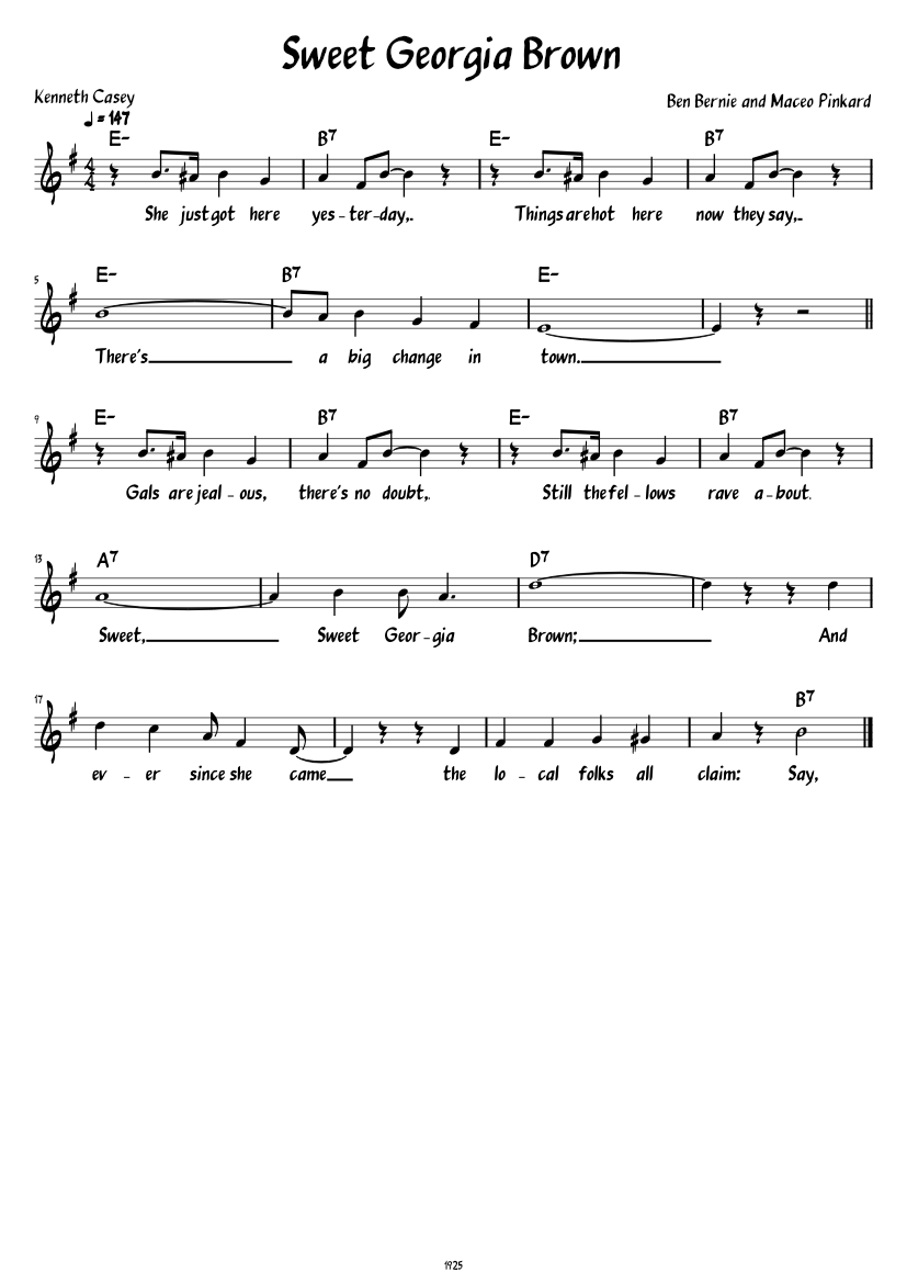 Sweet Georgia Brown (Lead sheet with lyrics and verse ) Sheet Music