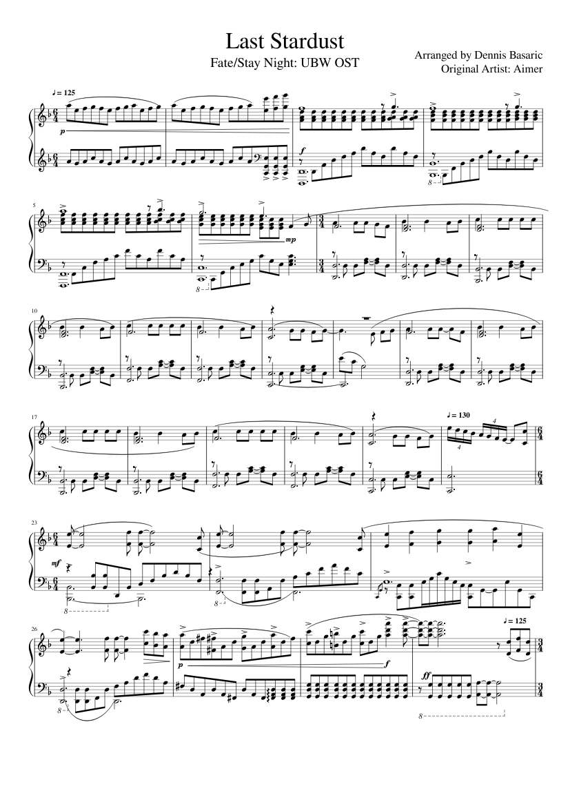 Last Stardust Sheet music for Piano (Solo) | Musescore.com