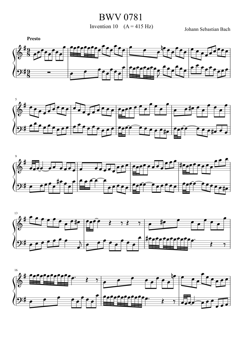 Invention in G major BWV 781