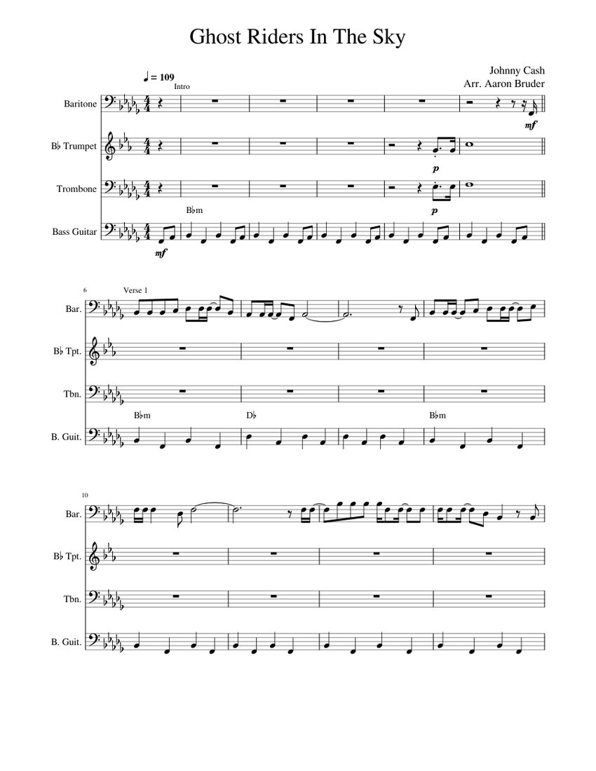 Ghost Riders In The Sky Sheet Music For Trombone Baritone Trumpet In Ghost riders in the sky sheet music for trombone baritone trumpet in